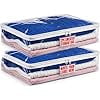 Clear Sweater Storage Bags (2-Pack) Durable Vinyl Shields Contents from Dust, Dirt, and Moisture Easy-Glide Zipper & Label Pocket for Convenient Access and Organization