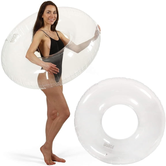 Clear Swim Ring by LÔTELI - Transparent Inflatable Pool Float for Adults - Minimal Aesthetic for Pool Parties, Summer Fun & Relaxation - Durable & Easy to Inflate (2)