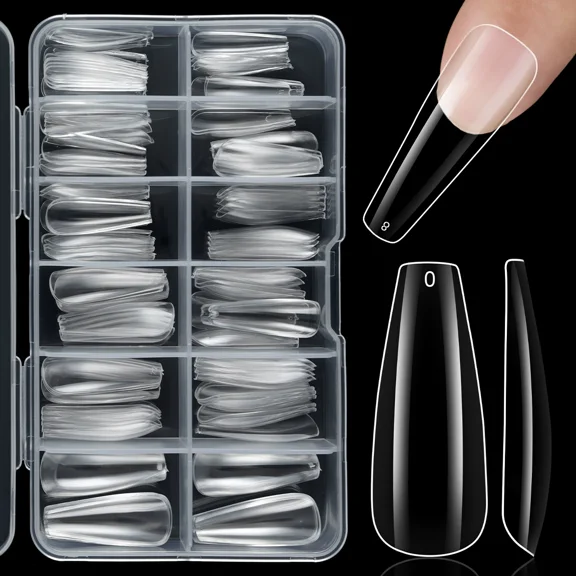 Clear T Shape Acrylic Nail Tips 12 Size for Acrylic French Nail Tools Natural Nails Tips Square Long Gel Tips Professional Gel Nail Extension Manicure Salon At Home