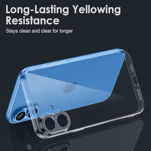 Clear TPU Case for iPhone 16  with Camera Protection, Ultra Slim, Shockproof, Anti-Yellowing, Scratch-Resistant, Wireless Charging Compatible, Enhanced Grip (for iPhone 16)