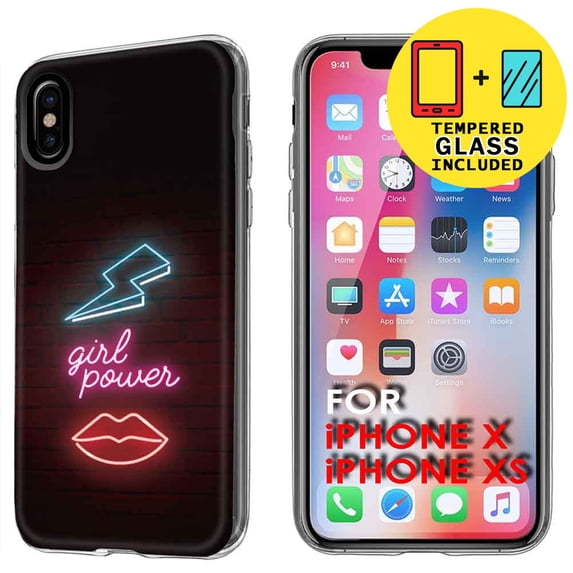 Clear TPU Phone Case for Apple iPhone XS,X,Girl Lip 1,Temper Glass Included,Combo
