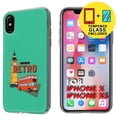 thumbnail image 1 of Clear TPU Phone Case for Apple iPhone XS,X,Retro London Style,Temper Glass Included,Combo, 1 of 6
