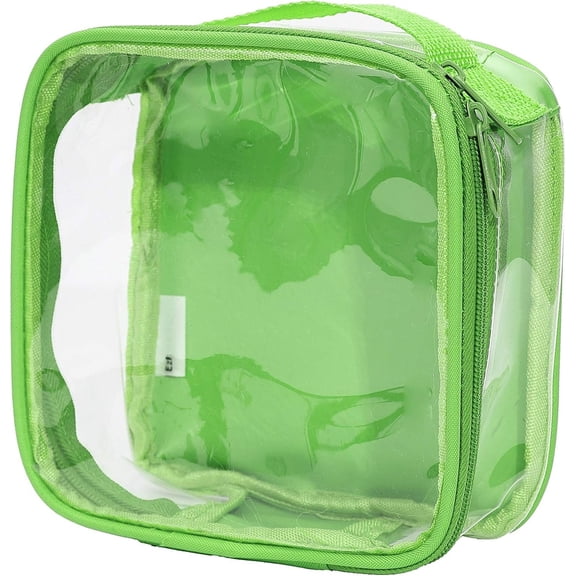 Clear TSA Approved 3-1-1 Travel Toiletry Bag for Carry /Quart Size Transparent Liquids Pouch for Airport / See Through Vinyl & PVC Plastic Organizer Men Women (Green)
