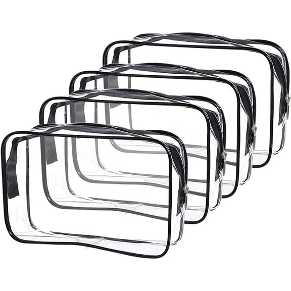 Clear TSA Approved Toiletry Bag 4 Pack Small Cosmetic Bag Travel Toiletry Bag Quart Size Travel Bags for Toiletries Waterproof Carry On Toiletry Bag Travel Accessories with Labels