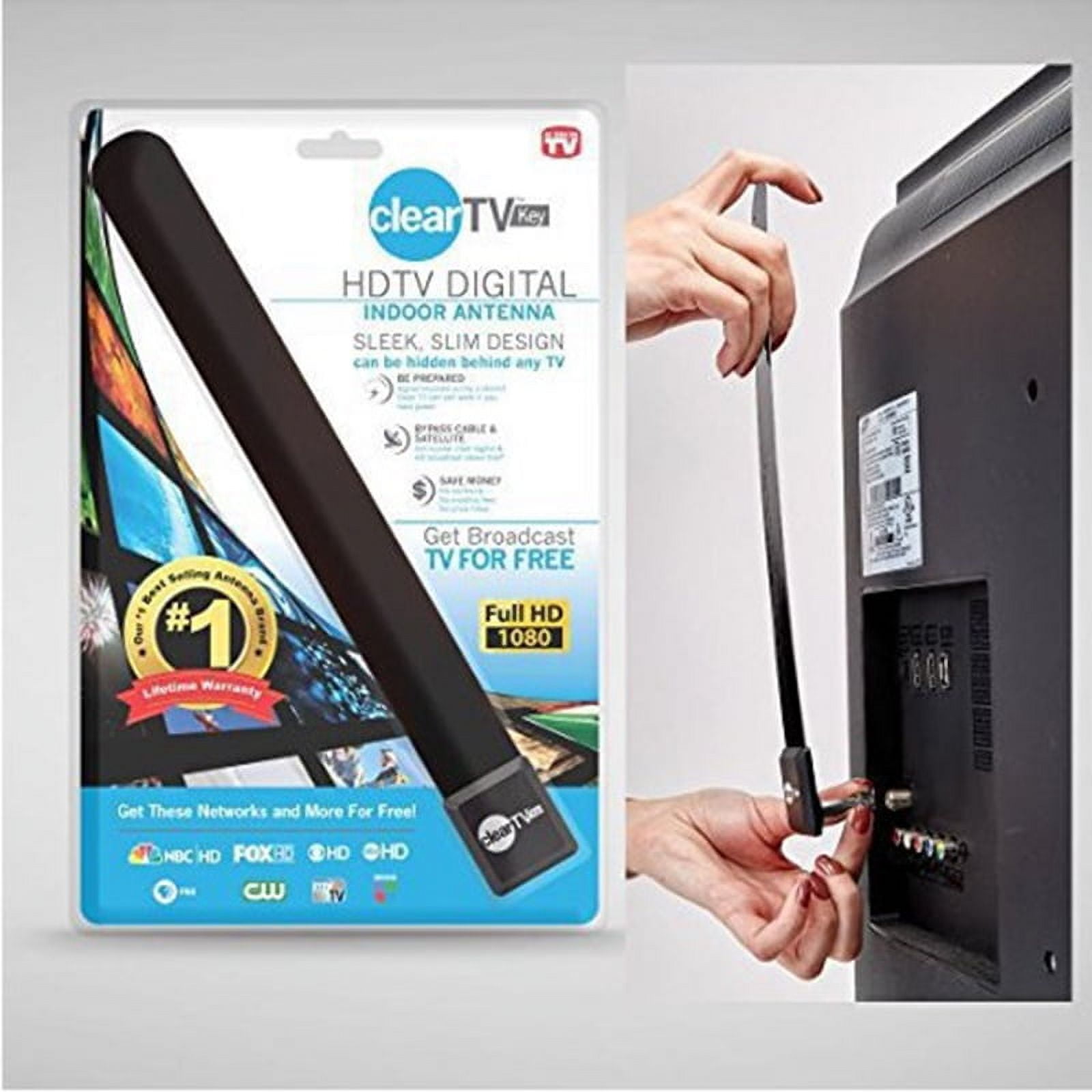 Clear TV Key Indoor TV Antenna, with Reception Range