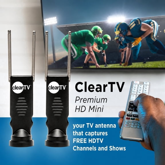 Clear TV Mini HD Antenna *Bonus 2 pack* 4K ready indoor TV Antenna, up to 50 Miles Reception Range