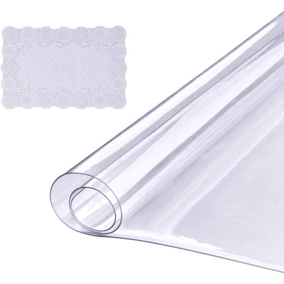 Clear Table Cover Protector 18" x 48" 1.5mm Thick PVC Waterproof Plastic Tablecloth for Desk, Coffee & Dining Table