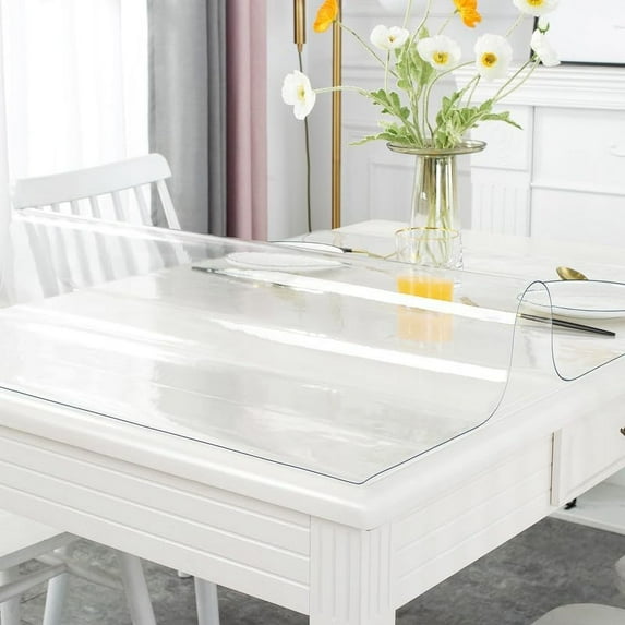 Clear Table Cover Protector 38 x 72 Inch,1.5mm Thick Plastic Table Cover Rectangle,PVC Clear Table Protector,Desk Protector Mat for Kitchen, Dresser, Writing Desk,Dining Room Table