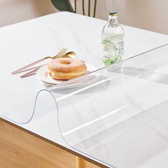 Clear Table Cover Protector 44 x 88 Inch, 1.5mm Thick Plastic Desk Protector Mat, Rectangular Waterproof PVC Placemats, Transparent Mat for Kitchen, Dresser, Writing Desk, Dining Room Table
