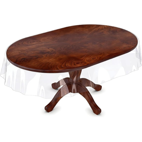 Clear Table Cover Protector Oval 60 x 90 in Plastic Cover for Table PVC Tablecloth Vinyl Protective Covering Transparent Dining Desk Waterproof