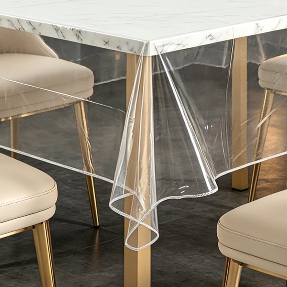 Clear Tablecloth Protector, 60 x 102 in Waterproof PVC Table Cover, Reusable Oilproof Rectangle Table Cover, Stain-Resistant Scratch-Proof Dining Overlay for Kitchen, Parties, Crafts