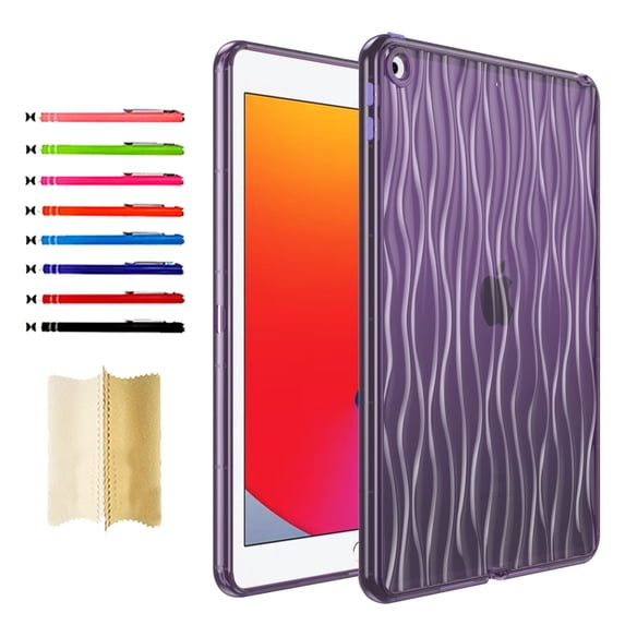 Clear Tablet Case for iPad 10.2 2021/2020/2019, Water Ripples Crystal Transparent TPU Shockproof Cover, Slim Lightweight Non-Yellowing Case for iPad 10.2 2021/2020/2019, Darkpurple