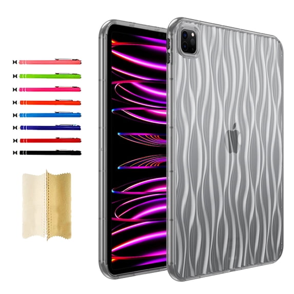 Clear Tablet Case for iPad Pro 11 inch 2022/2021/2020/2018, Water Ripples Crystal Transparent TPU Shockproof Cover, Slim Lightweight Non-Yellowing Case for iPad Pro 11 inch 2022/2021/2020/2018, Black