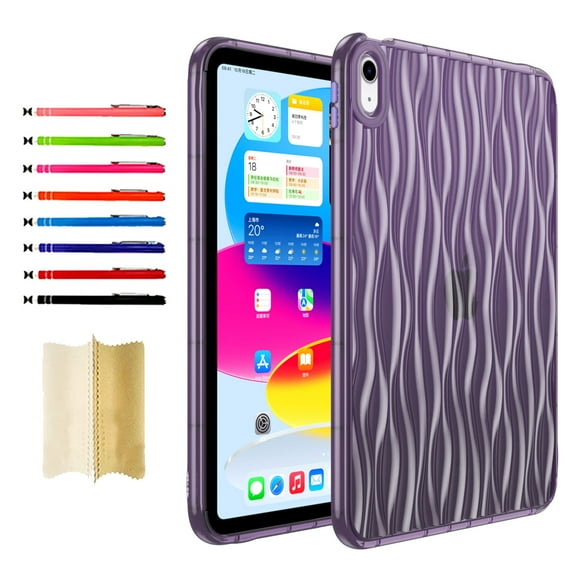 Clear Tablet Case for iPad mini 6th Generation 8.3" 2021, Water Ripples Crystal Transparent TPU Shockproof Cover, Slim Lightweight Non-Yellowing Case for iPad mini (6th Generation), Darkpurple