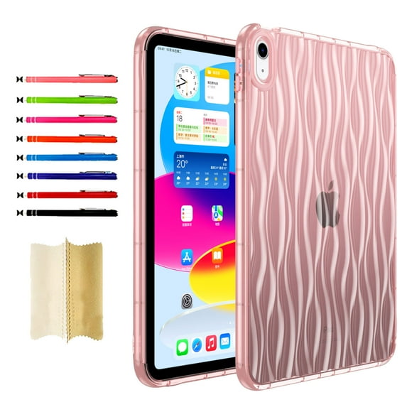 Clear Tablet Case for iPad mini 6th Generation 8.3" 2021, Water Ripples Crystal Transparent TPU Shockproof Cover, Slim Lightweight Non-Yellowing Case for iPad mini (6th Generation), Pink