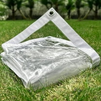 Clear Tarp 10 x10FT, 20 Mil Clear Vinyl Tarp, Small Cover Plastic Sheeting with Grommets, Double-Stitched Reinforced Edges, Heavy Duty Tarps Waterproof and Tearproof