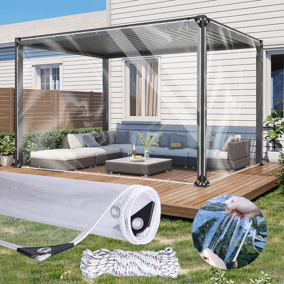 Clear Tarp 3x6ft Clear Tarps Heavy Duty Water Resistant,14Mil Thickened Transparent Tear Resistant PVC Vinyl Tarpaulin Enclosurewith Grommets and Reinforced Edges for Patio,Porch and Outdoor