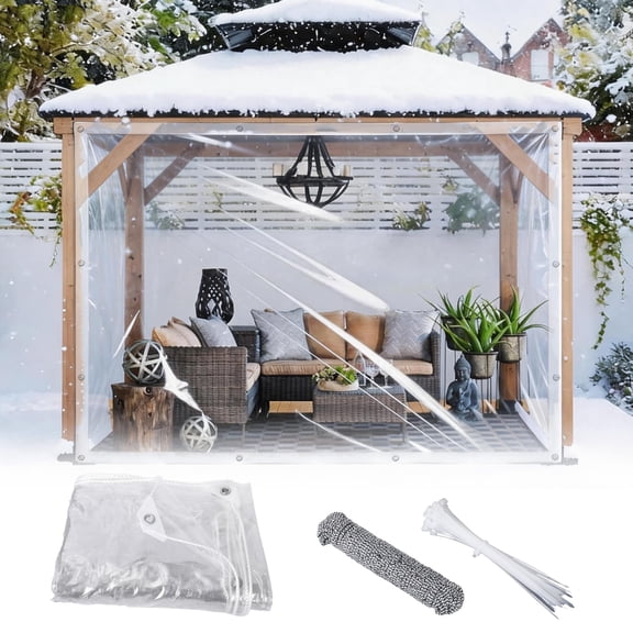 Clear Tarp Heavy Duty Waterproof, 14Mil-8ftx20ft Tear-Resistant Transparent PVC Tarp with Grommets & Ropes & Cable Ties, Windproof Enclosure for Greenhouse, Chicken Coop, Patio, Garden and Outdoor