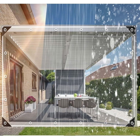 Clear Tarp Patio Enclosure Heavy Duty PVC Curtains for Gazebos Transparent Outdoor Tarps Curtains for Porch, Deck, Balcony, Pergola 78.7" W x 78.7" L