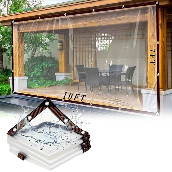 Clear Tarp Waterproof 7x10ft - Plastic Tarps Heavy Duty Cover for Outdoor Porches Transparent Tarpaulin for Patio Enclosure Roofs Greenhouse Plant Chicken Coop Cover