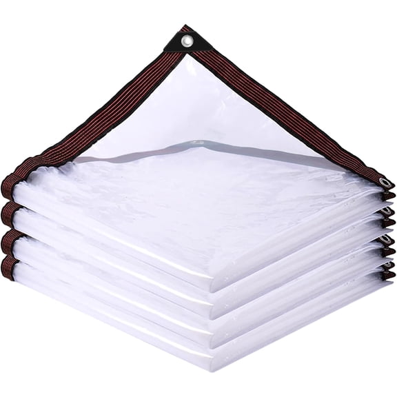 Clear Tarp Waterproof with Grommets,Heavy Duty PVC Vinyl Tarps Cover,Transparent Tarpaulin Large (Small) for Outdoor/Camping/Plant/Garden/Chicken Coop/Cat Litter Clear Tarp 6x6 ft