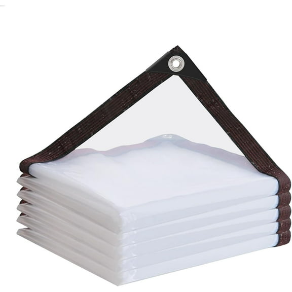 Clear Tarps with Grommets,Waterproof Tarp,6.5x10 ft Heavy Duty Waterproof Tarp Cover,Transparent Plastic Tarpaulin,Clear Tarp for Outdoor,Plant,Garden,Chicken Coop,Patio