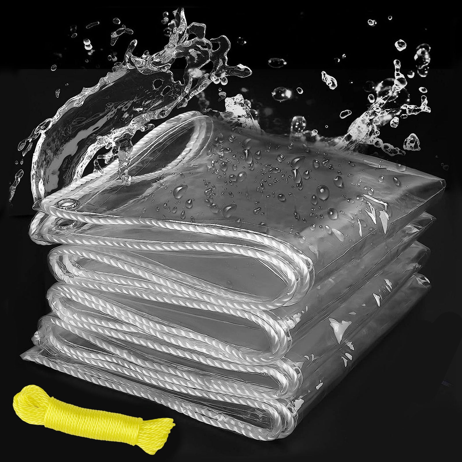 Clear Tarps Heavy Duty 14Mil Waterproof Double Sided Tarps with