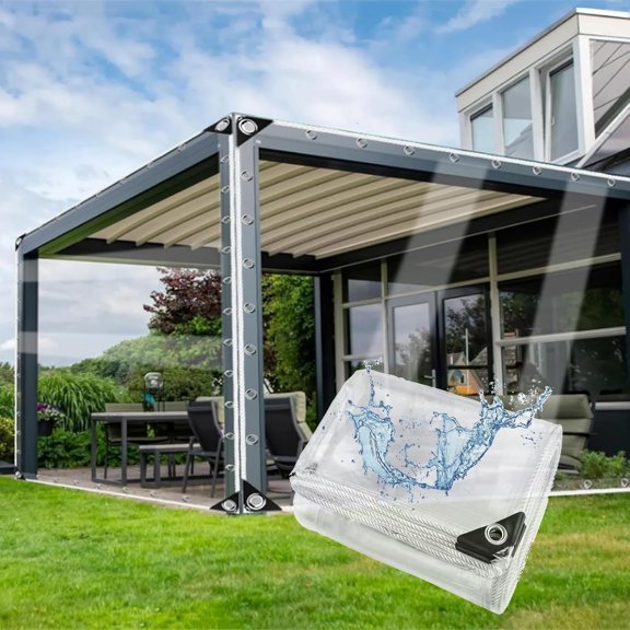 Clear Tarps Heavy Duty PVC Curtain Waterproof Wind-Proof Anti-Tear Transparent Vinyl Tarp 035mm Thick Tarpaulin for Patio Pergola Garden Canopy Plastic Side Screen(2x3m)