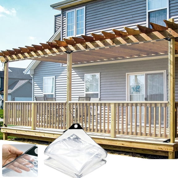 Clear Tarps Heavy Duty Waterproof Transparent Tarpaulin with Grommets Greenhouse Plastic Panels for Covering Garden Plant Camping Supplies, Deck Porch Patio Gazebo Curtains (1, 9.5 * 19.2ft)