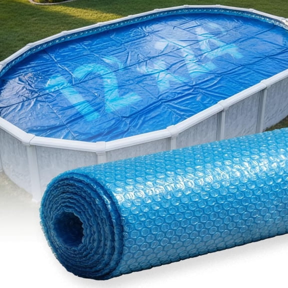 Clear-Tek Micro Bubble Solar Pool Cover for Above Ground Swimming Pools | Increase Solar Energy Absorption, Retain Heat, Reduce Evaporation, Reduce Heat Loss & Save, 12x24 ft Oval Blue 1600