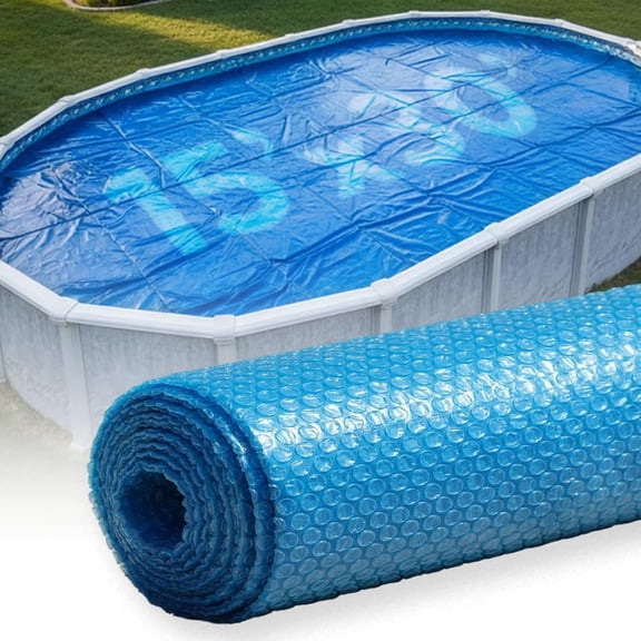 Clear-Tek Micro Bubble Solar Pool Cover for Above Ground Swimming Pools | Increase Solar Energy Absorption, Retain Heat, Reduce Evaporation, Reduce Heat Loss & Save, 15x30 ft Oval Blue 2400