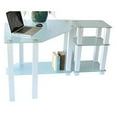 thumbnail image 1 of Clear Tempered Glass Corner Computer Desk with Right Extention Table, White, 1 of 1