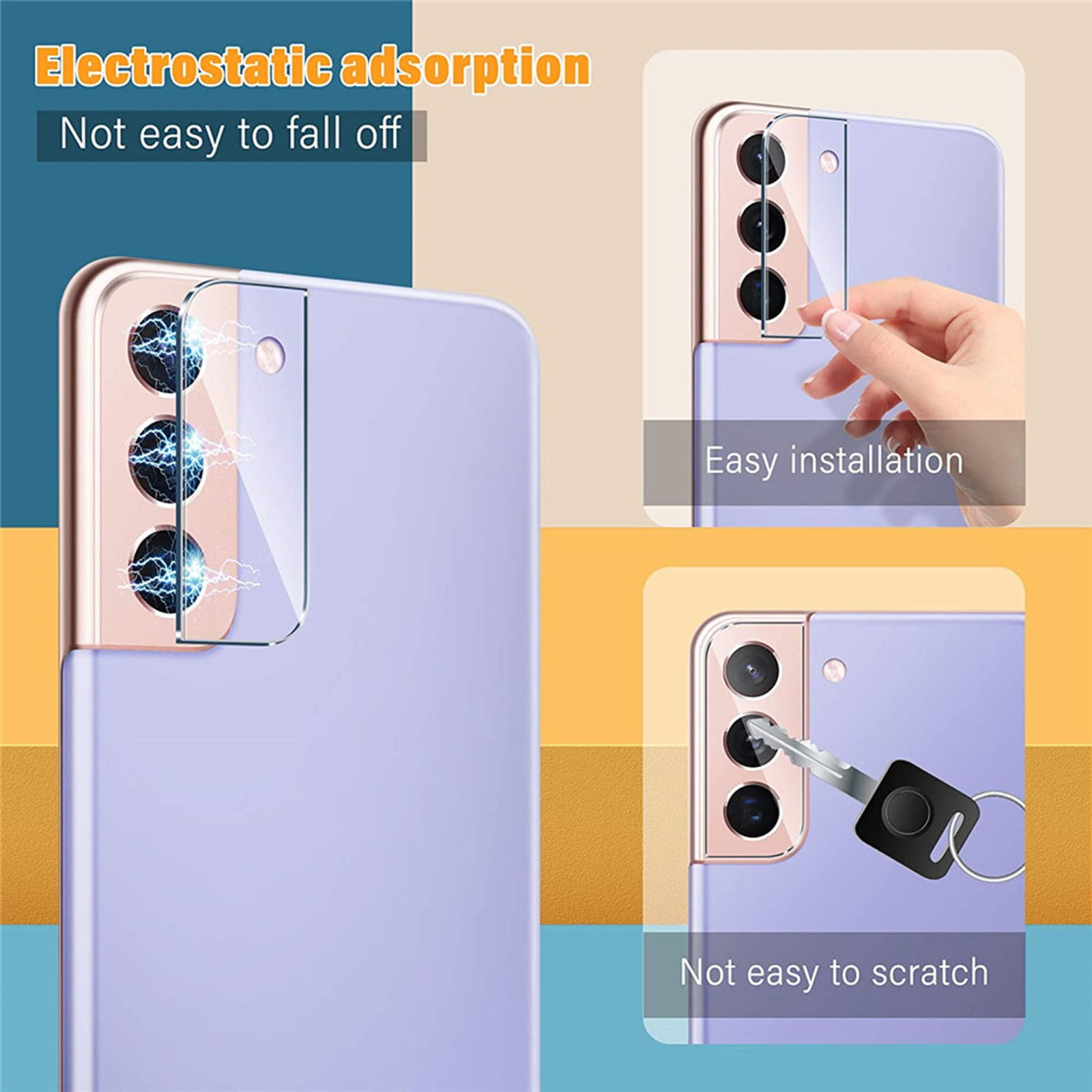 Clear Tempered Glass Screen Protector, Full Coverage Lens Film, Scratch ...