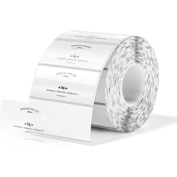 Clear Thermal Labels, 2.25 x 1.25 Inches, Printable Transparent Stickers for Small Businesses, DIY Logo Design, Multipurpose Label Roll, 500 Labels/Roll