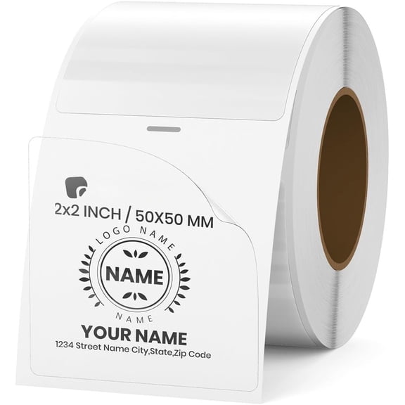 Clear Thermal Labels Vinyl 2 x 2 Inch Self-Adhesive Square Stickers Roll Printer Direct Package Seal for QR Code Envelope Office Retail 300 count