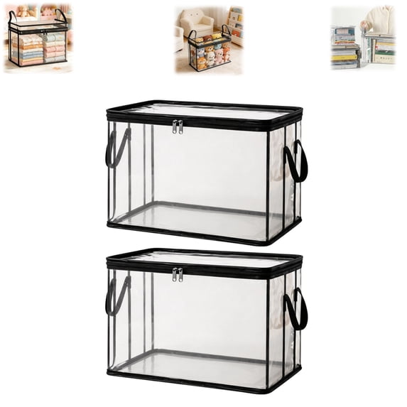 Clear Thick Plastic Storage Box with Hinged Lid, Durable High Capacity Organizer, Perfect for Home, Camping, Travel, Attic and Moving