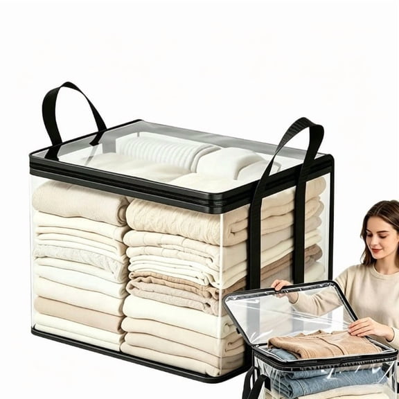 Clear Thick Plastic Storage Container with Hinged Lid, Heavy Duty Multipurpose Storage Organizer for Household Outdoor Use