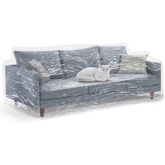 Clear Thicker Plastic Couch Cover for Pets, Heavy Duty Shield Scratch Proof Protector Plastic Cover for Couch, Non-Slip Sofa Slipcover for Storage and Moving