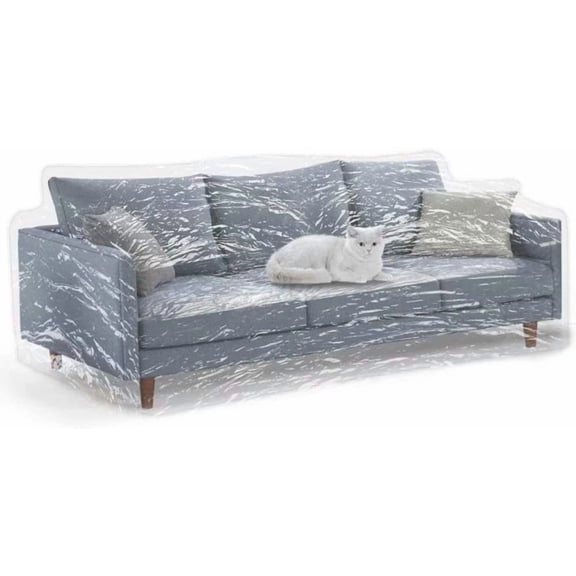 Clear Thicker Plastic Couch Cover for Pets, Heavy Duty Waterproof Shield Cat Dog Scratch Proof Protector Plastic Cover for Couch, Non-Slip Sofa Slipcover for Storage and Moving