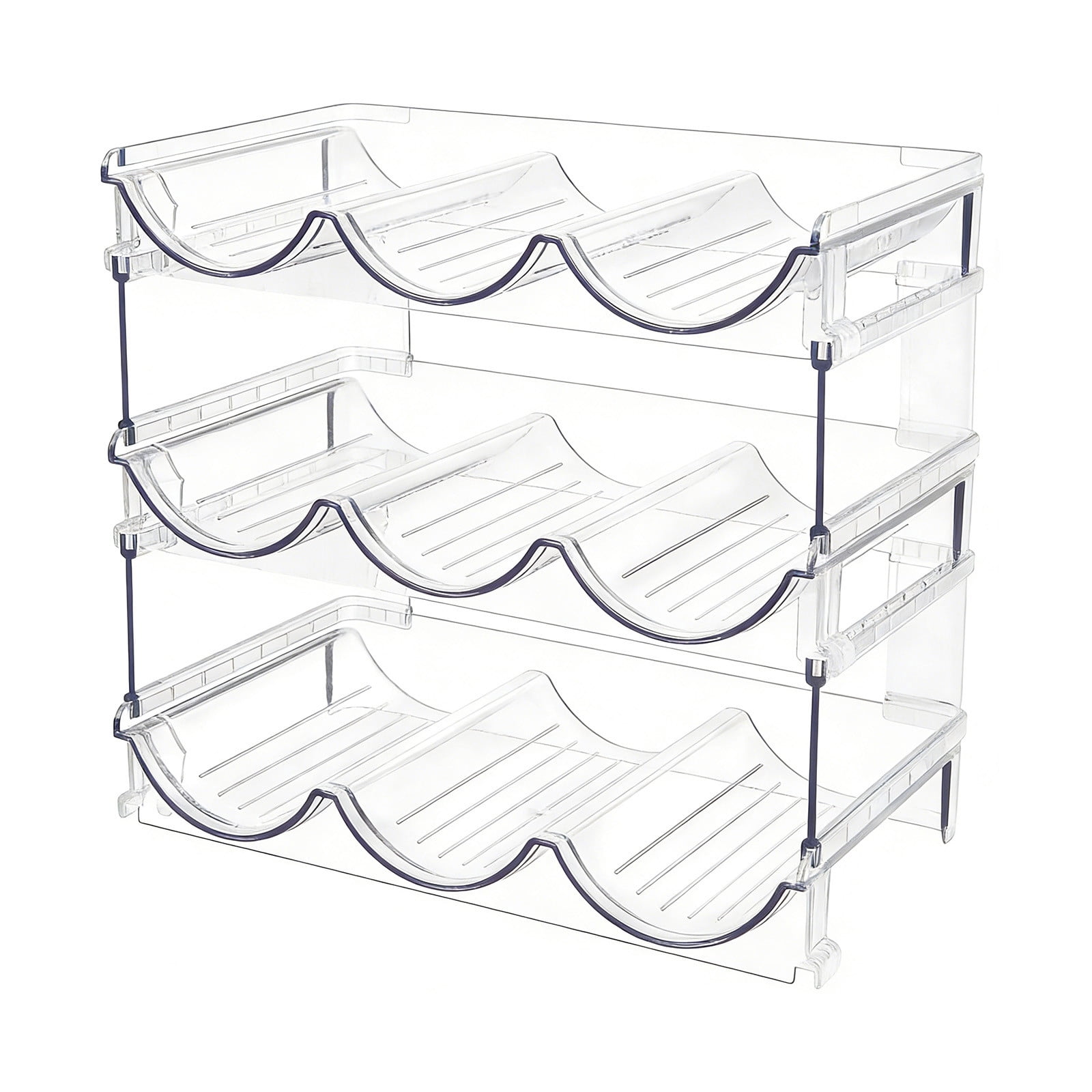 Clear Three Tier Stackable Wine Bottle Rack, Plastic Detachable ...