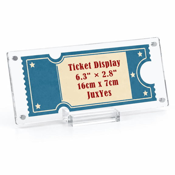 Clear Ticket Stub Display Holder With Base 2.8x6.3 Inch