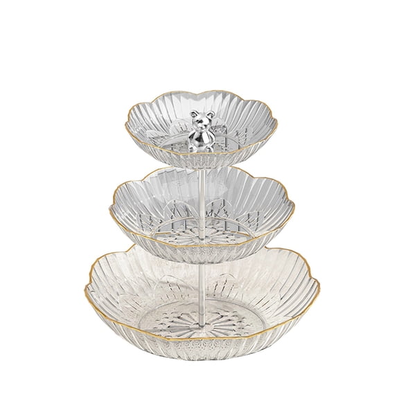 Clear Tiered Fruit Basket, 3-Tier Fruit Bowl For Kitchen Counter With Removable Tiers, Space Optimization Feature For Fruits Snacks Organizing, 12.20X9.64X9.64In 0.84Lb