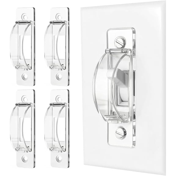 Clear Toggle Switch Cover Guard, 4 Pack - Light Switch Lock for Preventing Accidental On/Off - Transparent Wall Plate Protector for Standard Toggle Switches