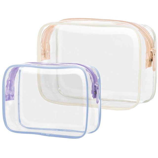 Clear Toiletry Bag, 2 Pack TSA Approved Quart Size Bag, Travel Makeup