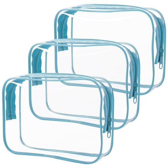 Clear Toiletry Bag, 3 Pack TSA Approved Toiletry Bag Quart Size Bag, Travel Makeup Cosmetic Bag for Women Men, Carry on Airport Airline Compliant Bag