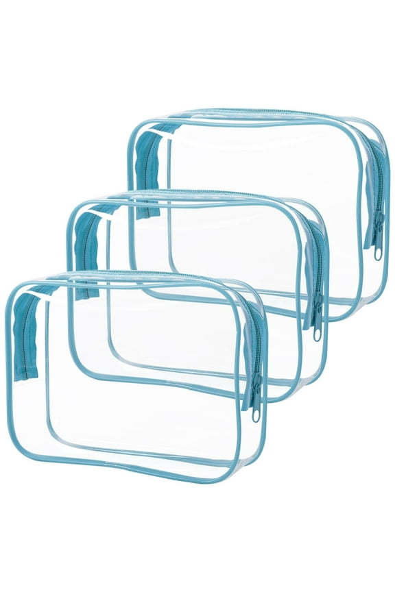 Clear Toiletry Bag, 3 Pack TSA Approved Toiletry Bag Quart Size Bag, Travel Makeup Cosmetic Bag for Women Men, Carry on Airport Airline Compliant Bag