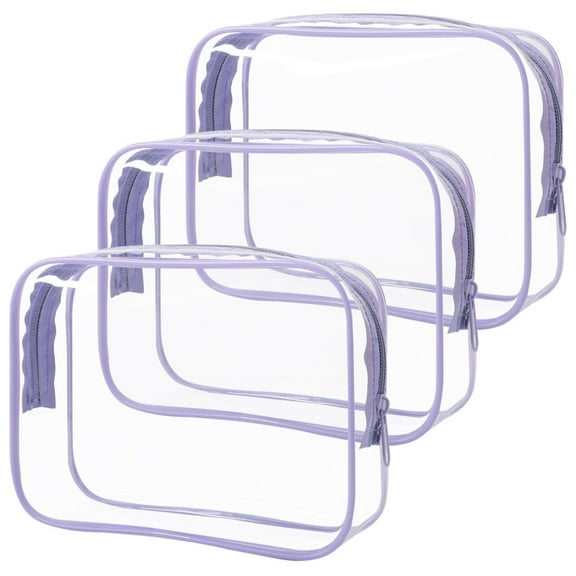 Clear Toiletry Bag, 3 Pack TSA Approved Toiletry Bag Quart Size Bag, Travel Makeup Cosmetic Bag for Women Men, Carry on Airport Airline Compliant Bag
