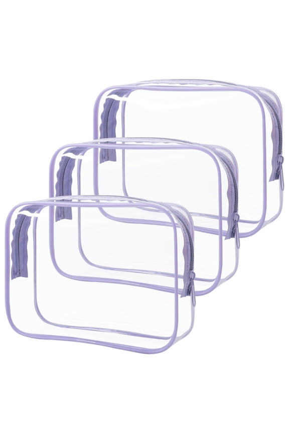 Clear Toiletry Bag, 3 Pack TSA Approved Toiletry Bag Quart Size Bag, Travel Makeup Cosmetic Bag for Women Men, Carry on Airport Airline Compliant Bag