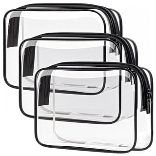 Clear Toiletry Bag, 3 Packs Water resistant Travel Organizer, Airport Airline Travel Essential Carry On Makeup Cosmetic Bags for Women, Black - 3 packs