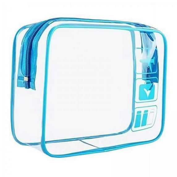 Clear Toiletry Bag Portable Makeup Organizer for Vacation Traveling Bathroom Blue